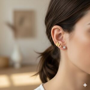 Gold and Silver Stainless Steel Earrings Set